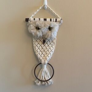 Macrame Owl Wall Hanging Boho Decor Handmade Fiber Art